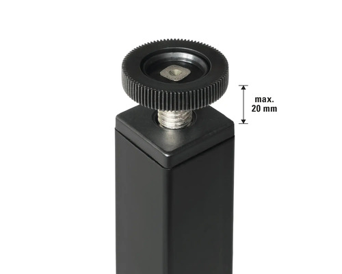 Picior de mobilier reglabil cu o înălțime maximă de 20 mm.