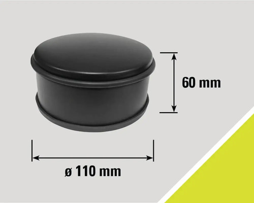 Opriitor de ușă negru cu un diametru de 110 milimetri și o înălțime de 60 milimetri.