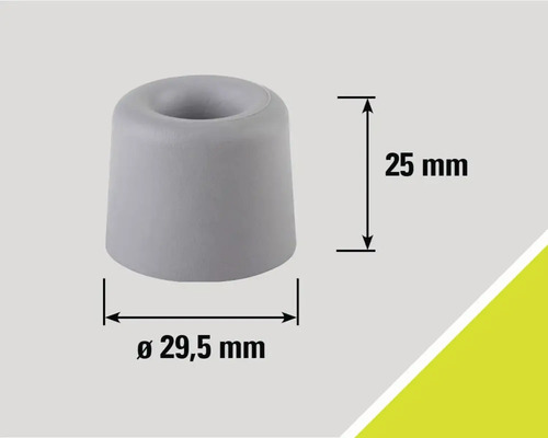 Opriitor de ușă gri cu dimensiunile 25 mm înălțime și 29,5 mm diametru