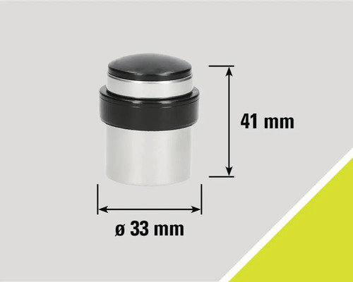 Opriitor de ușă metalic cu dimensiunile de 41 mm înălțime și 33 mm diametru.