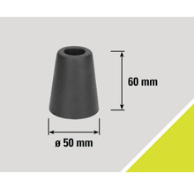 Capac picior de scaun gri, 60 mm înălțime, diametru 50 mm