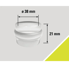 Dop de picior de mobilă cu dimensiunile diametru 38 milimetri și înălțime 21 milimetri