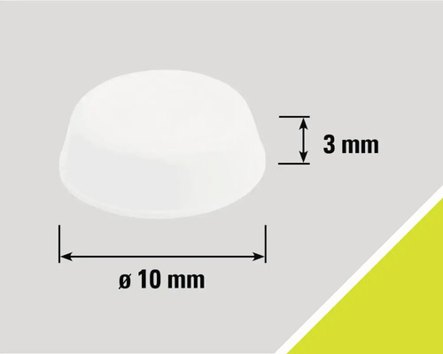 Glisor alb pentru mobilă cu dimensiunile de 10 mm diametru și 3 mm înălțime