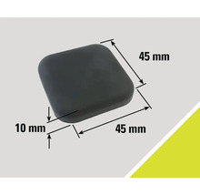 Glisor negru pentru mobilă cu dimensiunile 45 mm x 45 mm x 10 mm