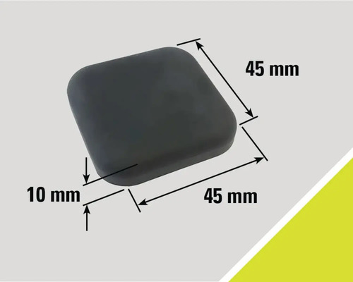 Glisor negru pentru mobilă cu dimensiunile 45 mm x 45 mm x 10 mm