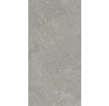 Placă ceramică gri, cu finisaj pătat.