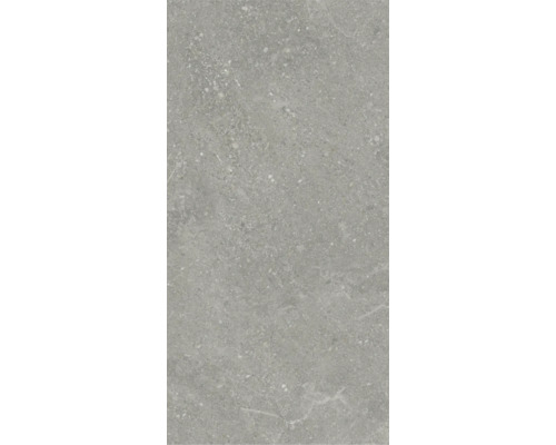 Placă ceramică gri, cu finisaj pătat.