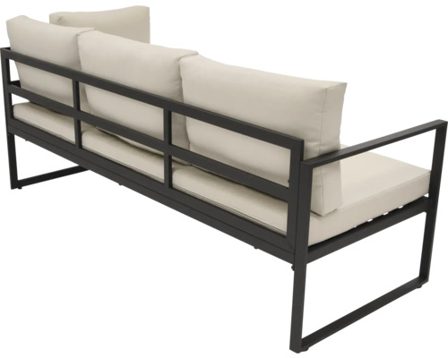 Canapea de grădină cu cadru metalic și perne tapițate