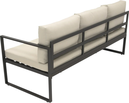 Set de grădină cu trei locuri, cadru metalic și tapițerie