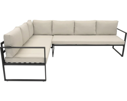 Canapea de colț cu tapițerie și cadru metalic