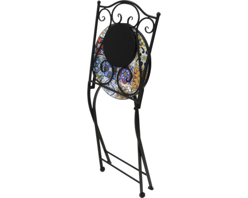 Măsuță laterală pliabilă din metal cu blat mozaicat