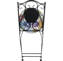 Măsuță de servire decorativă cu model de faianță și cadru metalic