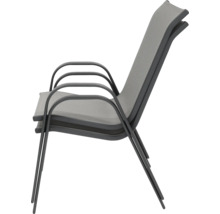 Scaun de grădină stivuibil cu brațe, tapițerie textilă și cadru metalic