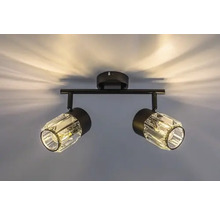 Lumină de plafon cu două spoturi și abajururi transparente