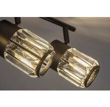 Lumină de plafon cu două spoturi și sticlă de cristal