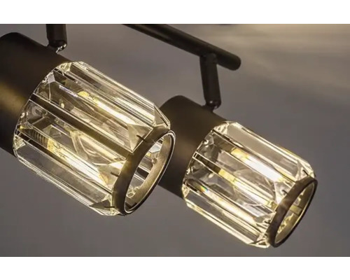 Lumină de plafon cu două spoturi și sticlă de cristal