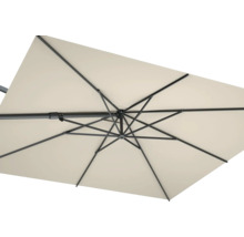 Vizualizare detaliată umbrelă de grădină cu cadru metalic și acoperiș de ecran dreptunghiular