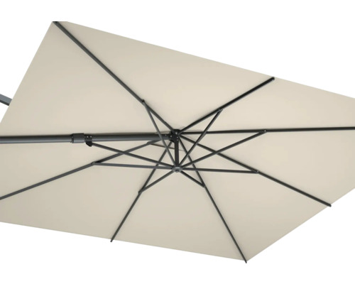 Vizualizare detaliată umbrelă de grădină cu cadru metalic și acoperiș de ecran dreptunghiular