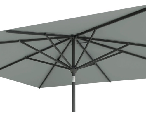 Vizualizare detaliată a umbrelei de soare dreptunghiulare cu cadru metalic