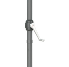 Imagine detaliată a unui suport de umbrelă de soare cu manivelă și logo-ul Soluna.