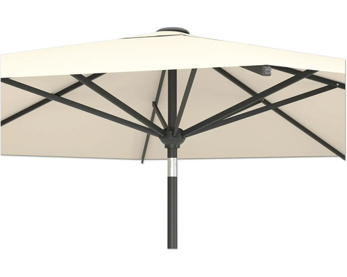 Prim-plan al unei umbrele de grădină cu cadru metalic