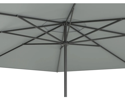 Vedere de jos a unei umbrele de soare cu cadru metalic