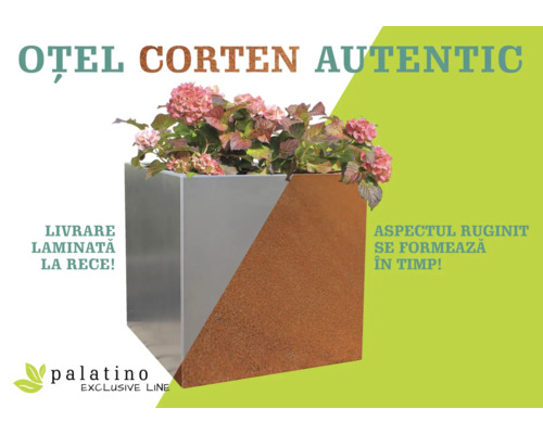 Jardinieră din oțel corten cu plante