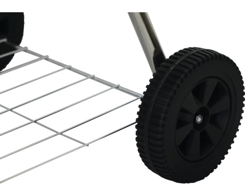 Imagine detaliată cu roată și grătar de depozitare pentru un cărucior de grătar