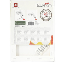 Șasiu de pânză cu dimensiunile 18x24 cm și o greutate de 380 grame pe metru pătrat