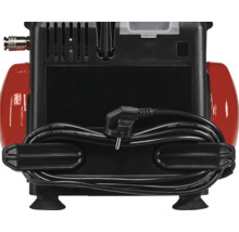 Vedere din spate a unui compresor roșu și negru cu cablu