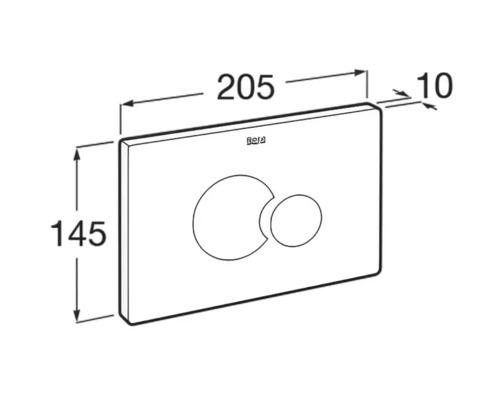 Schiță a unei plăci de acționare cu dimensiunile de 205 x 145 x 10 milimetri