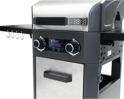 Grătar pe cărbune cu bară cu cârlige și control digital