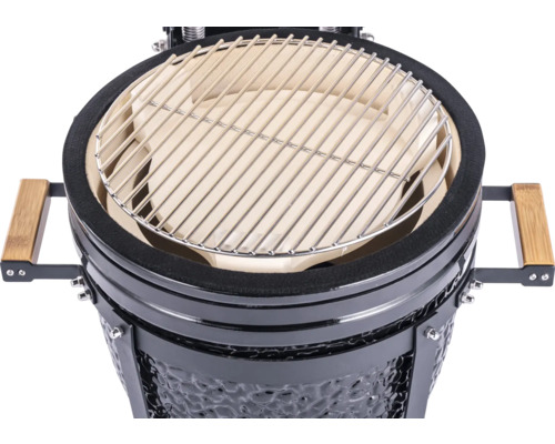 Grătar ceramic cu grătar și mânere din bambus