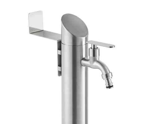 Stâlp de apă pentru grădină din oțel inoxidabil, cu robinet și raft