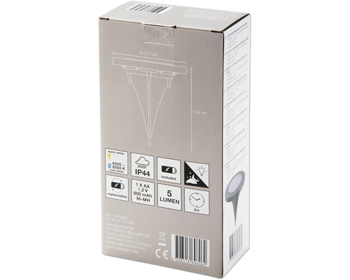 Ambalaj pentru lampă solară LED de sol cu diametru și alte informații despre produs