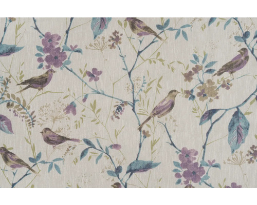 Material textil cu model de păsări și flori