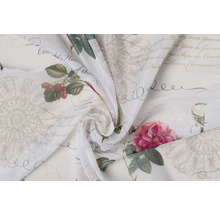 Material decorativ cu modele florale, cu păsări și litere