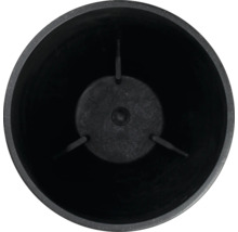 Vedere interioară a unui ghiveci rotund negru din plastic