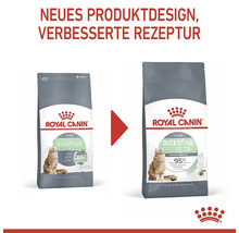 Două pachete de hrană pentru pisici Royal Canin Digestive cu design nou de produs și rețetă îmbunătățită