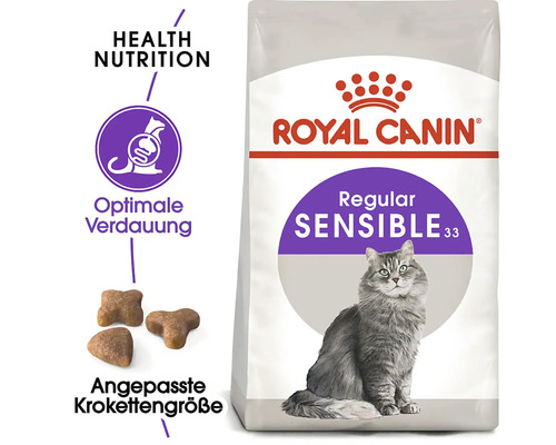 Ambalaj hrana pentru pisici Royal Canin Regular Sensible 33 pentru digestie optimă și dimensiunea crochetelor adaptată