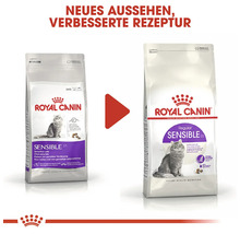 Două saci de hrană pentru pisici Royal Canin Sensible 33 cu o rețetă nouă