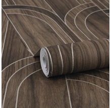 Rola tapetă vinil cu textură de lemn și modele geometrice