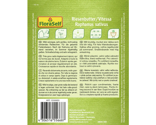 Pachet de semințe Riesenbutter/Vitessa Raphanus sativus