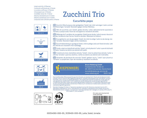 Pachet de semințe Zucchini Trio din soiul Cucurbita pepo