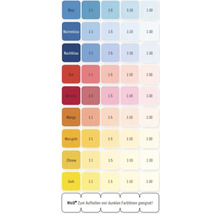 Mostră de culoare cu diferite nuanțe și proporții de amestec