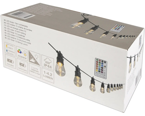 Ambalajul unui șir de lumini solare cu LED, cu 10 bucăți