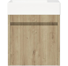 Dulap inferior pentru lavoar cu decor de lemn și un lavoar