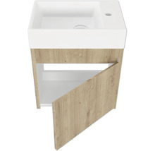 Dulap inferior de lavabo cu ușa deschisă