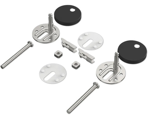 Set de fixare pentru scaune de toaletă cu șuruburi, piulițe, suporturi și șaibe