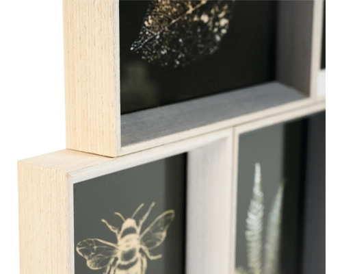 Tablou decorativ de perete cu motive vegetale și ramă din lemn